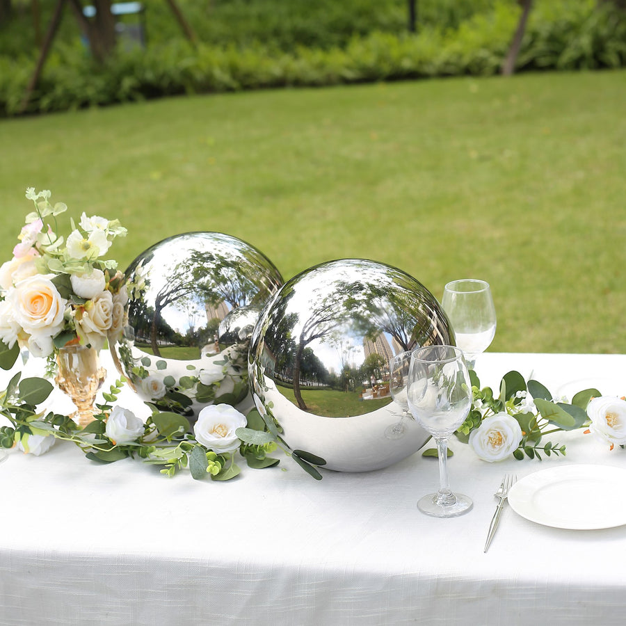 2 Pack 12 inch Silver Stainless Steel Shiny Mirror Gazing Ball, Garden Globe Spheres