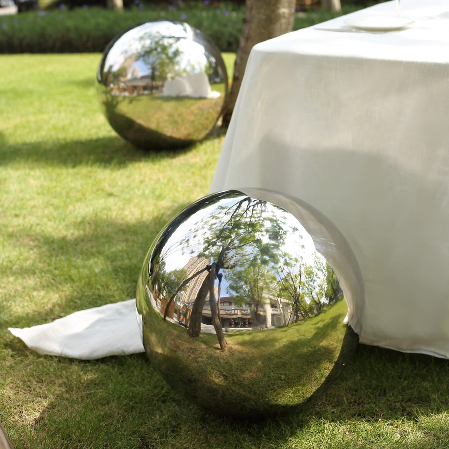 20inch Silver Stainless Steel Shiny Mirror Gazing Ball, Hollow Garden Globe Sphere