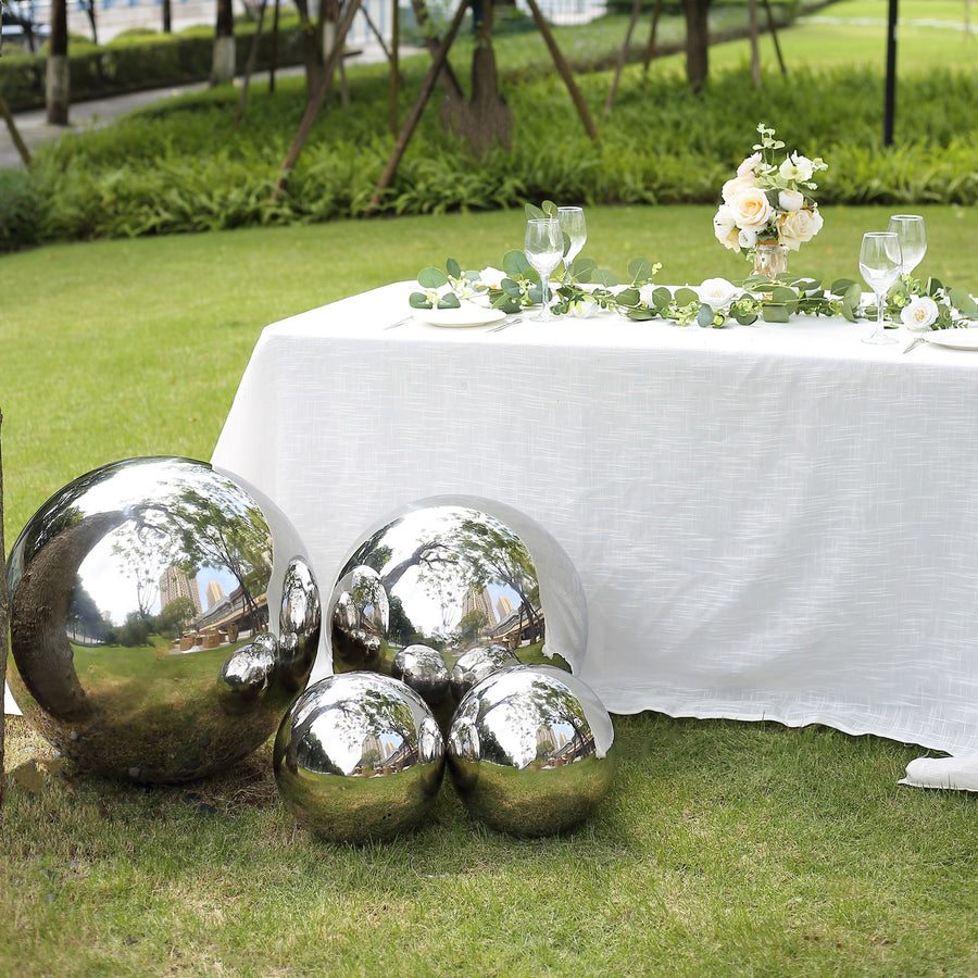 20inch Silver Stainless Steel Shiny Mirror Gazing Ball, Hollow Garden Globe Sphere