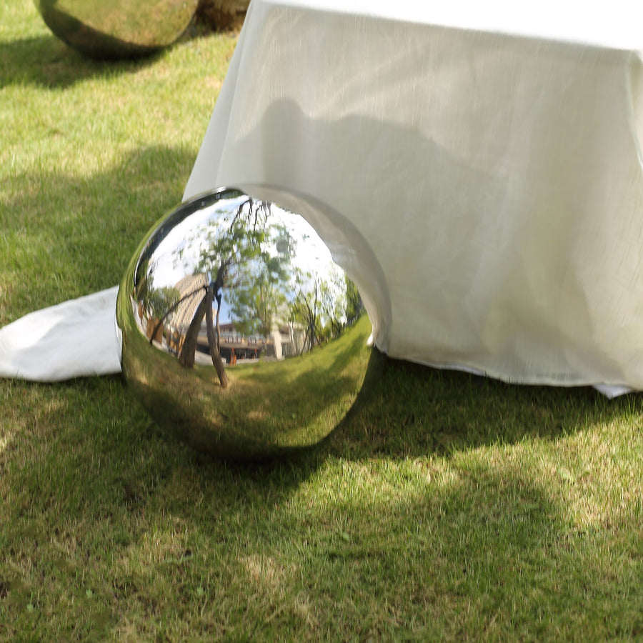 22inch Silver Stainless Steel Shiny Mirror Gazing Ball, Hollow Garden Globe Sphere