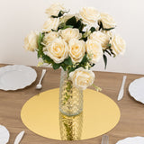 10 Pack Gold Round Acrylic Mirror Tray Centerpiece Bases, Large Circle Mirror Candle Plates