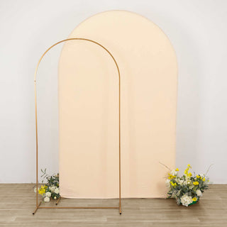 Versatile and Practical: The Matte Beige Spandex Fitted Chiara Backdrop Stand Cover