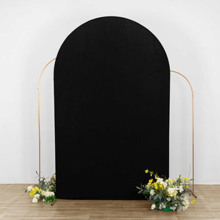 Elevate Your Wedding Decor with the 8ft Matte Black Spandex Arch Cover