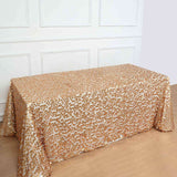 90"x132" Matte Champagne Big Payette Sequin Rectangular Tablecloth - Premium Collection