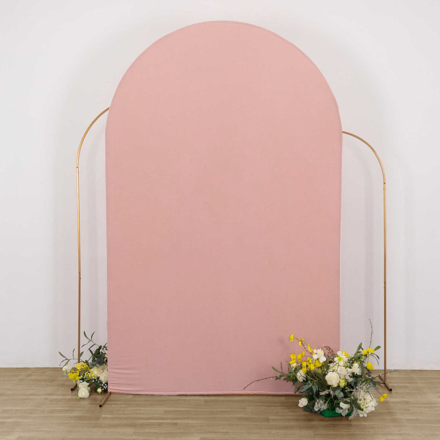 Elevate Your Wedding Decor with the 8ft Matte Dusty Rose Spandex Fitted Wedding Arch Cover