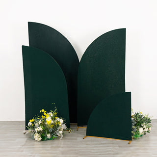 Enhance Your Wedding Decor with Matte Hunter Emerald Green Spandex Half Moon Chiara Backdrop Stand Covers