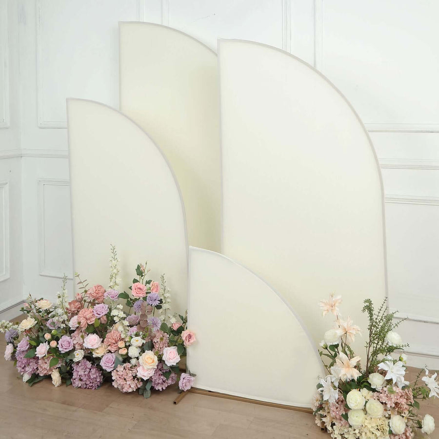 Set of 4 | Matte Ivory Spandex Half Moon Chiara Backdrop Stand Covers, Custom Fitted