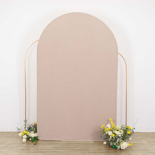 Enhance Your Wedding Decor with the 8ft Matte Nude Spandex Fitted Wedding Arch Cover