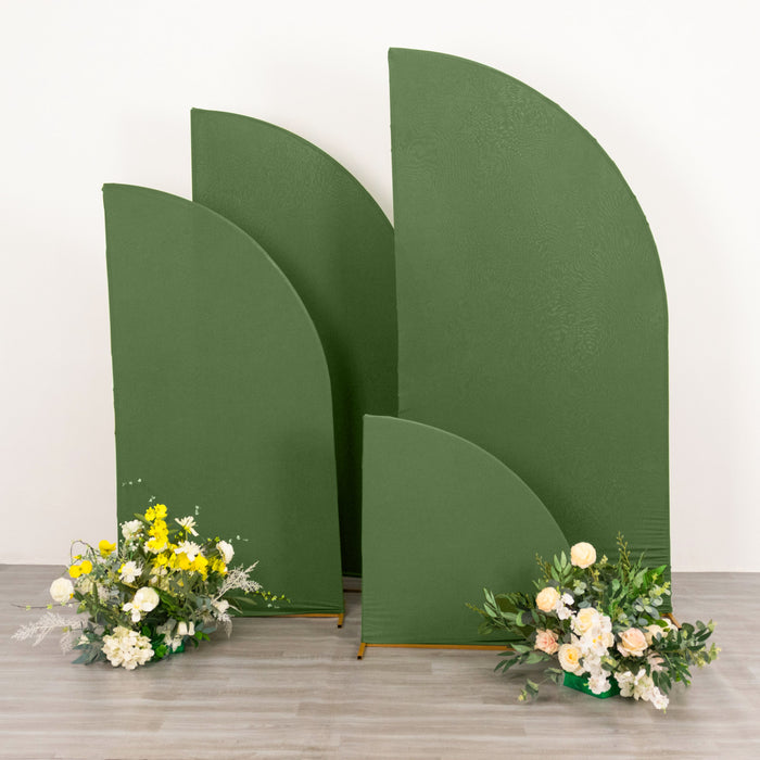 Set of 4 | Matte Olive Green Fitted Spandex Half Moon Wedding Arch Covers