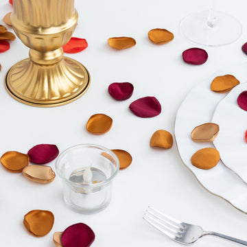 400 Pack Matte Terracotta Mix Life-Like Flower Petals, Silk Rose Petal Round Table Confetti