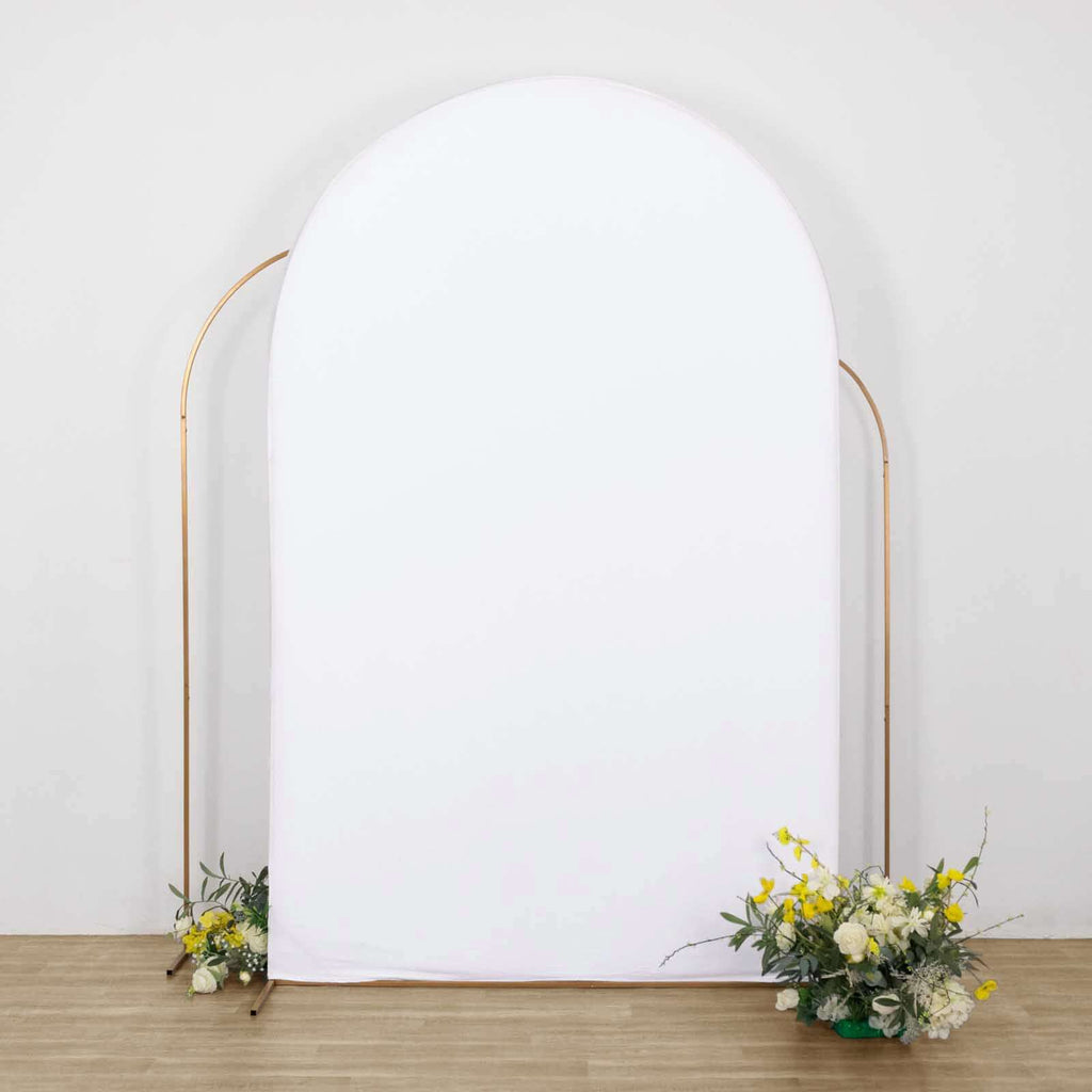 8ft Matte White Spandex Wedding Arch Cover | tableclothsfactory.com