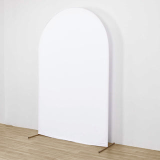 Enhance Your Event Decor with the 8ft Matte White Spandex Fitted Wedding Arch Cover