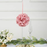 2 Pack | 7inch Mauve Artificial Silk Rose Kissing Ball, Faux Flower Ball