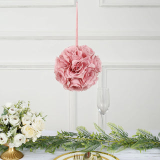 Add Elegance to Your Decor with Mauve Artificial Silk Rose Kissing Balls