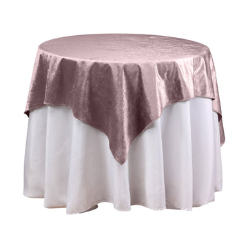 54"x54" Mauve Seamless Premium Velvet Square Table Overlay, Reusable Linen