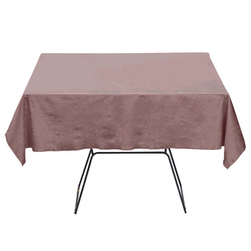 54"x54" Mauve Seamless Premium Velvet Square Tablecloth, Reusable Linen