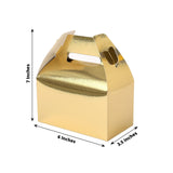 25 Pack | Metallic Gold Candy Gift Tote Gable Boxes, Party Favor Treat Bags