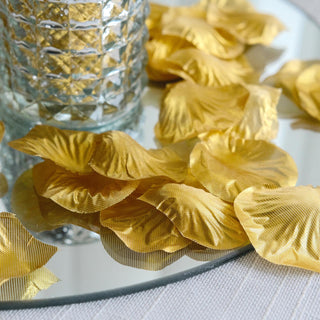 Add a Touch of Elegance with Metallic Gold Silk Rose Petals