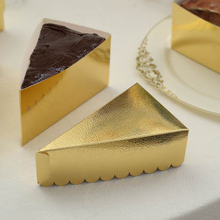 Metallic Gold Single Slice Paper Cake Boxes