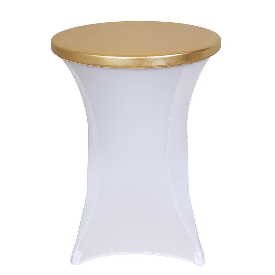 Metallic Gold Spandex Stretch Fitted Cocktail Table Top Cover