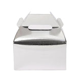 25 Pack | Metallic Silver Candy Gift Tote Gable Boxes, Party Favor Treat Bags#whtbkgd