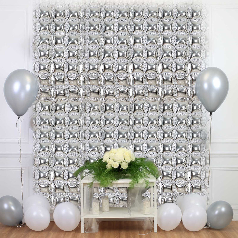 10 Pack | Metallic Silver Double Row Mylar Foil Balloon Wall
