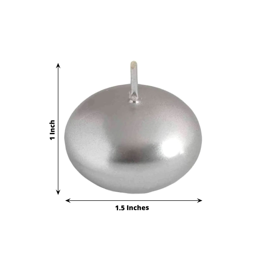 12 Pack | 1.5inch Metallic Silver Mini Disc Unscented Floating Candles