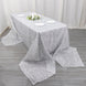 90x156inch Metallic Silver Premium Tinsel Shag Rectangular Tablecloth, Shimmery Metallic
