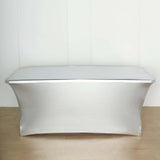 6FT Metallic Silver Rectangular Stretch Spandex Table Cover