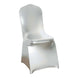 Metallic Silver Shimmer Tinsel Spandex Banquet Chair Cover With Attached Sash Band#whtbkgd