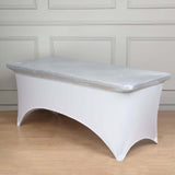 6ft Metallic Silver Spandex Stretch Fitted Banquet Table Top Cover