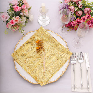 Enhance Your Dining Experience with Gold Geometric Diamond Glitz Sequin Cloth Napkins