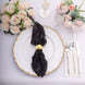 Sparkly Black Leaf Vine Embroidered Sequin Tulle Cloth Dinner Napkins, Sheer Decorative Napkins