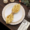 Sparkly Gold Leaf Vine Embroidered Sequin Tulle Cloth Dinner Napkins