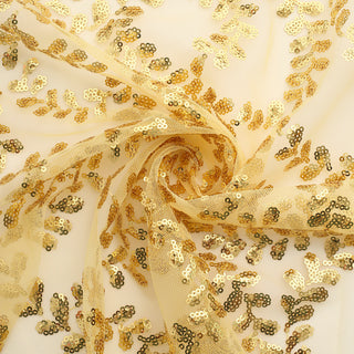 Create Unforgettable Moments with Sparkly Gold Leaf Vine Embroidered Sequin Tulle Cloth Dinner Napkins