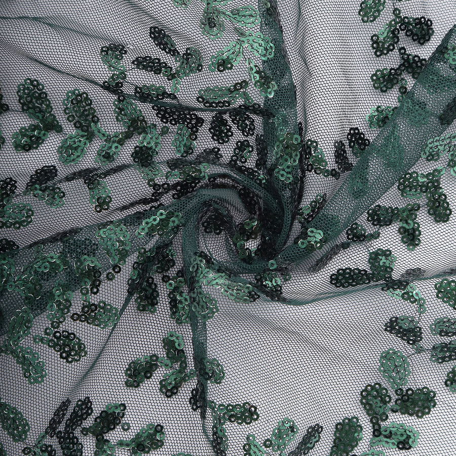 Sparkly Hunter Emerald Green Leaf Vine Embroidered Sequin Tulle Cloth Dinner Napkins#whtbkgd