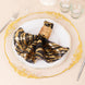 Black Gold Wave Embroidered Sequin Mesh Dinner Napkin, Reusable Decorative Napkin