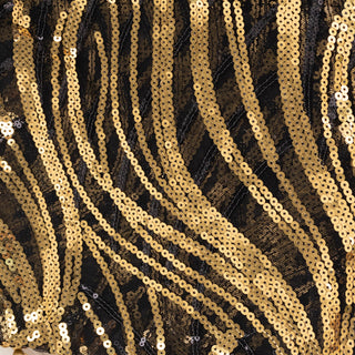 Add a Touch of Luxury with the Black Gold Wave Embroidered Sequin Mesh Dinner Napkin