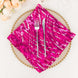 Fuchsia Silver Wave Embroidered Sequin Mesh Dinner Napkin, Reusable Decorative Napkin