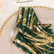 Hunter Emerald Green Gold Wave Embroidered Sequin Mesh Dinner Napkin, Reusable Decorative Napkin