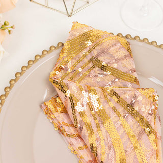Luxury and Practicality Combined: Rose Gold Embroidered Sequin Mesh Napkin