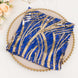 Royal Blue Gold Wave Embroidered Sequin Mesh Dinner Napkin, Reusable Decorative Napkin