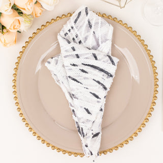 Add a Touch of Luxury with White and Black Embroidered Sequin Napkins