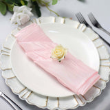 5 Pack | Blush/Rose Gold Accordion Crinkle Taffeta Dinner Napkins | 20x20Inch