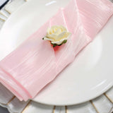 5 Pack | Blush/Rose Gold Accordion Crinkle Taffeta Dinner Napkins | 20x20Inch