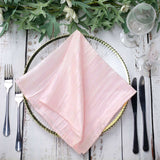 5 Pack | Blush/Rose Gold Accordion Crinkle Taffeta Dinner Napkins | 20x20Inch#whtbkgd