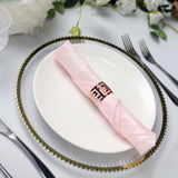 5 Pack | Blush/Rose Gold Accordion Crinkle Taffeta Dinner Napkins | 20x20Inch