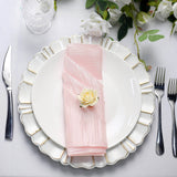 5 Pack | Blush/Rose Gold Accordion Crinkle Taffeta Dinner Napkins | 20x20Inch