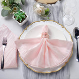 5 Pack | Blush/Rose Gold Accordion Crinkle Taffeta Dinner Napkins | 20x20Inch