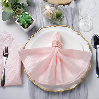 Blush Accordion Crinkle Taffeta Cloth Dinner Napkins